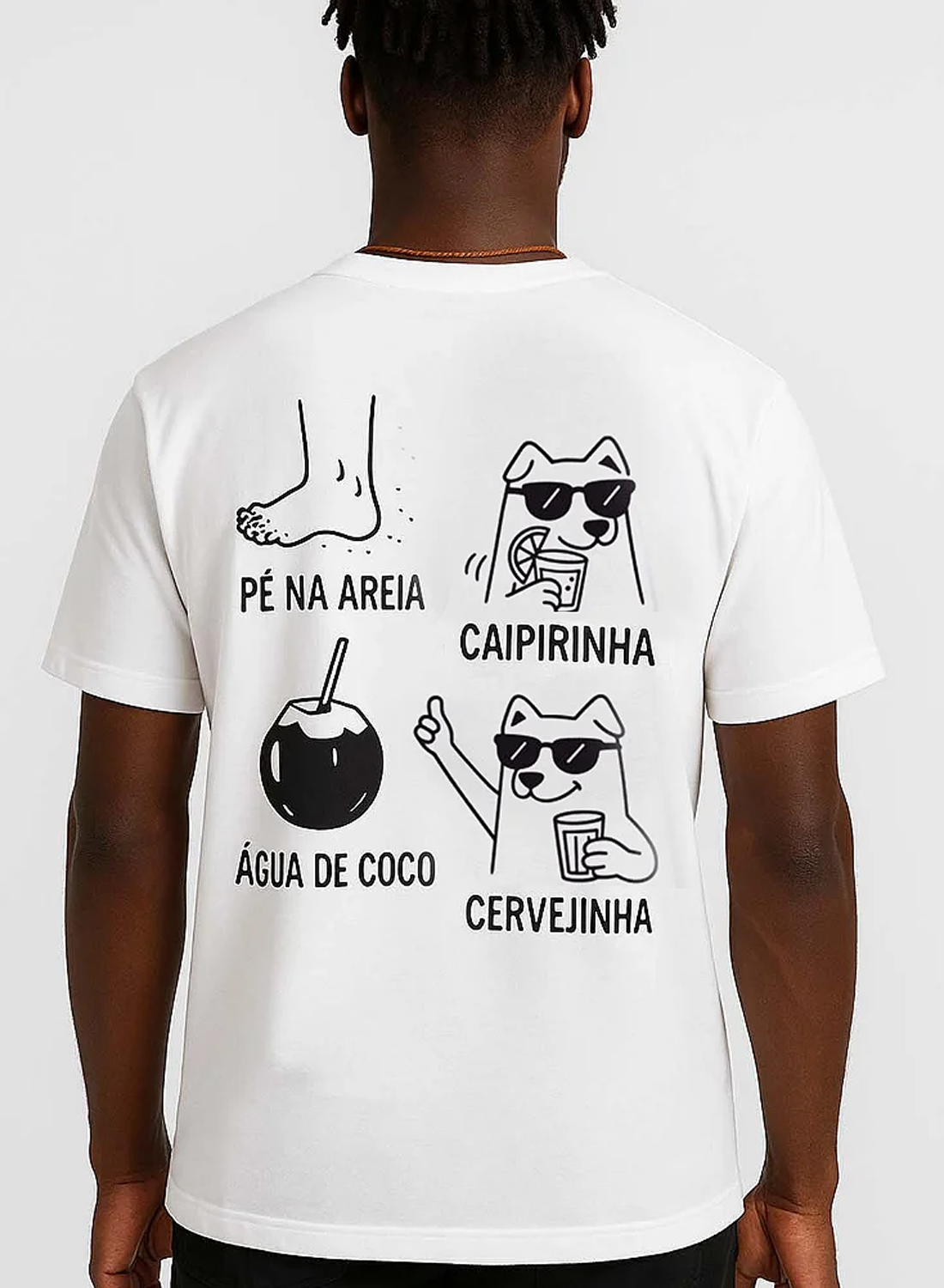 Camiseta Pé Na Areia, Caipirinha, Água de Coco, Cervejinha Unibutec